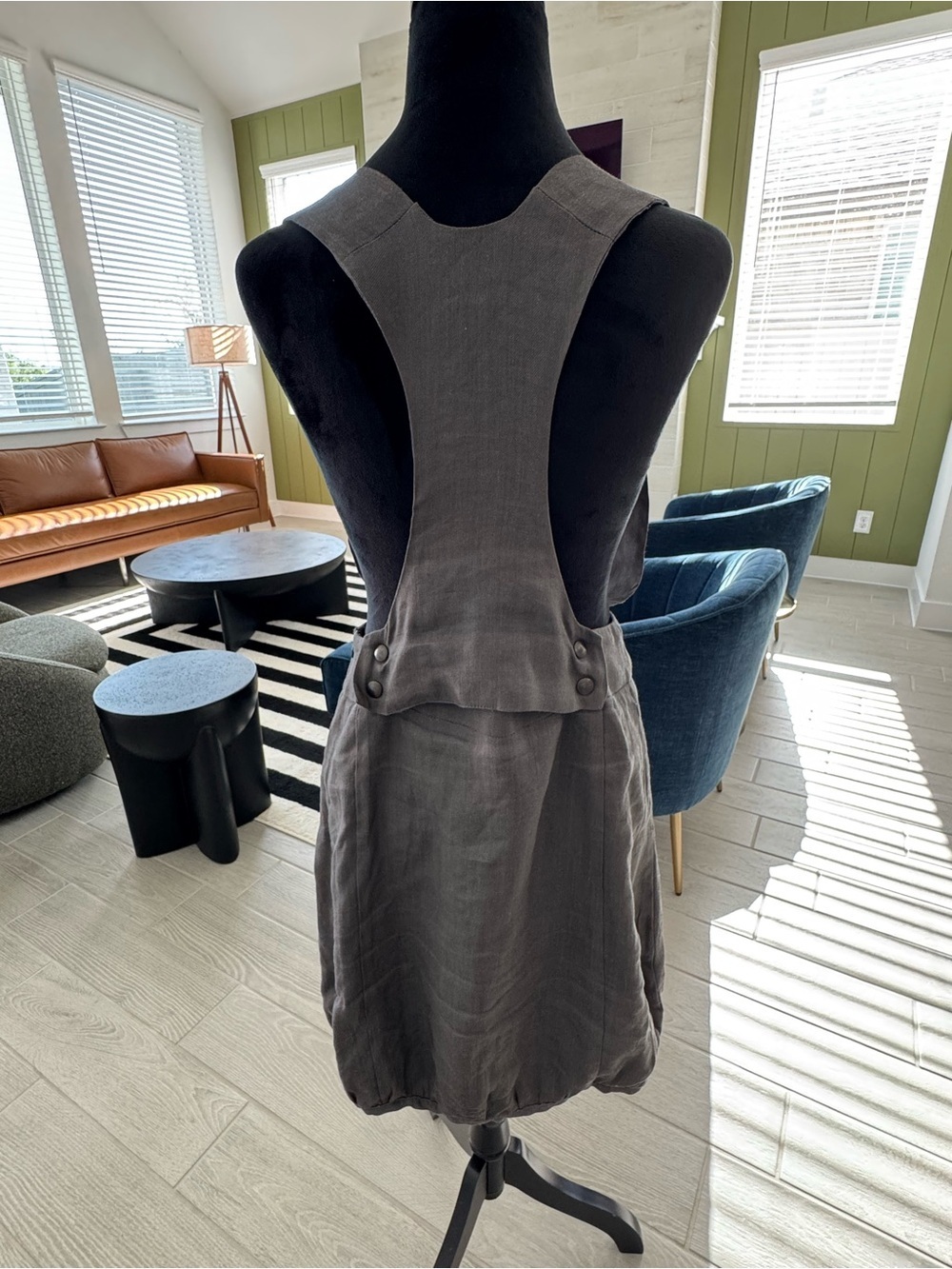 SARAH PACINI Gray Pinafore Bubble Hem Sculptural Avant-Garde Lagenlook GUC - Picture 4 of 9
